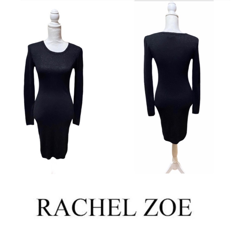 Black Long Sleeves Rachel Zoe Bodycon Midi Dress